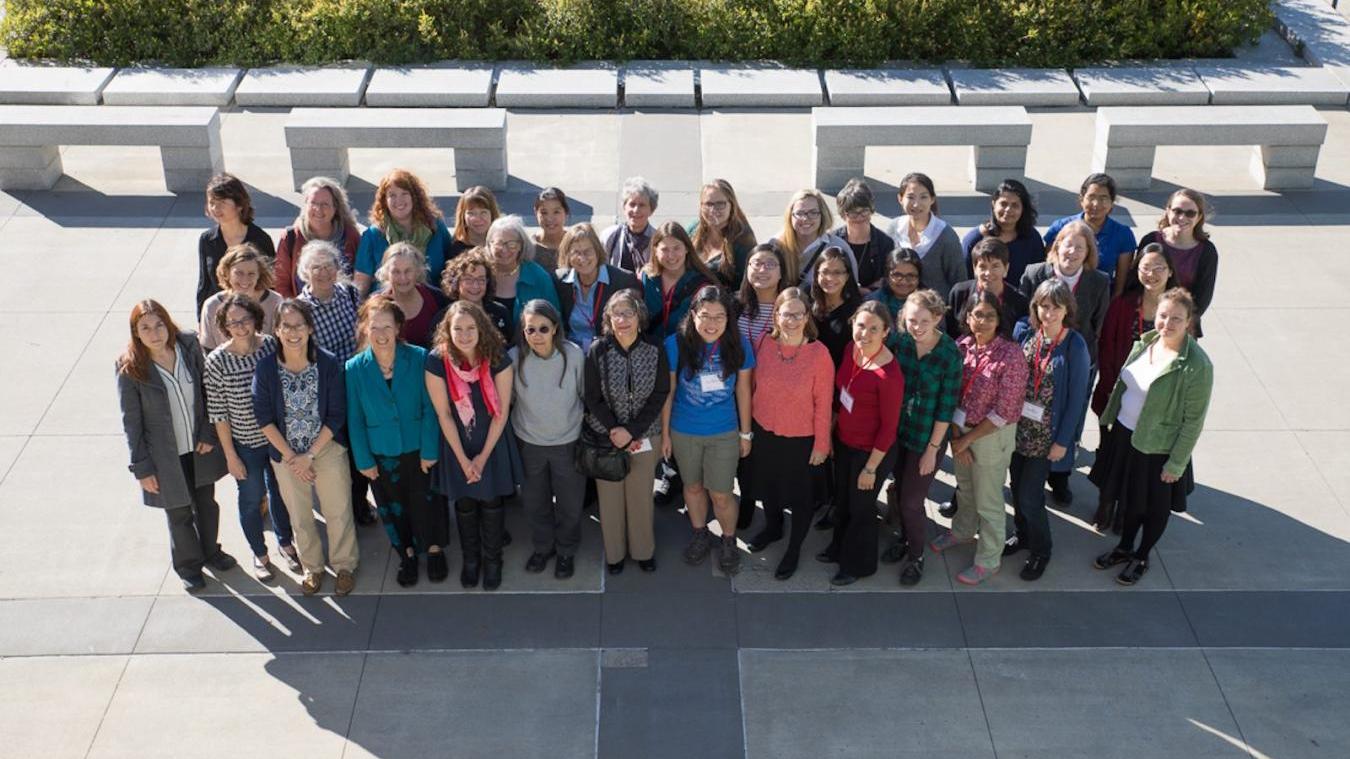 Students, faculty, and alumni at the 40th anniversary reunion of Women in Physics at Cornell .
